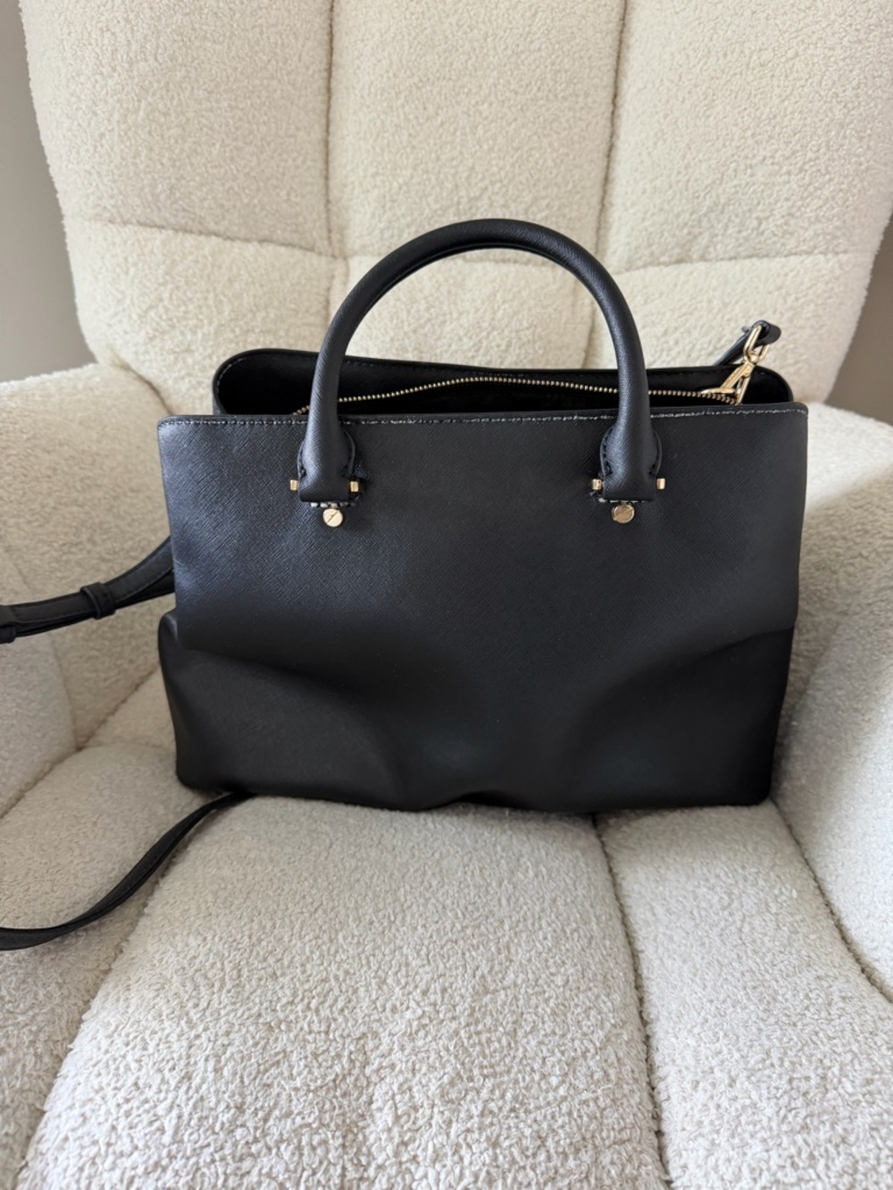 Michael Kors Black Saffiano Satchel with Gold Hardware - Picture 2 of 12